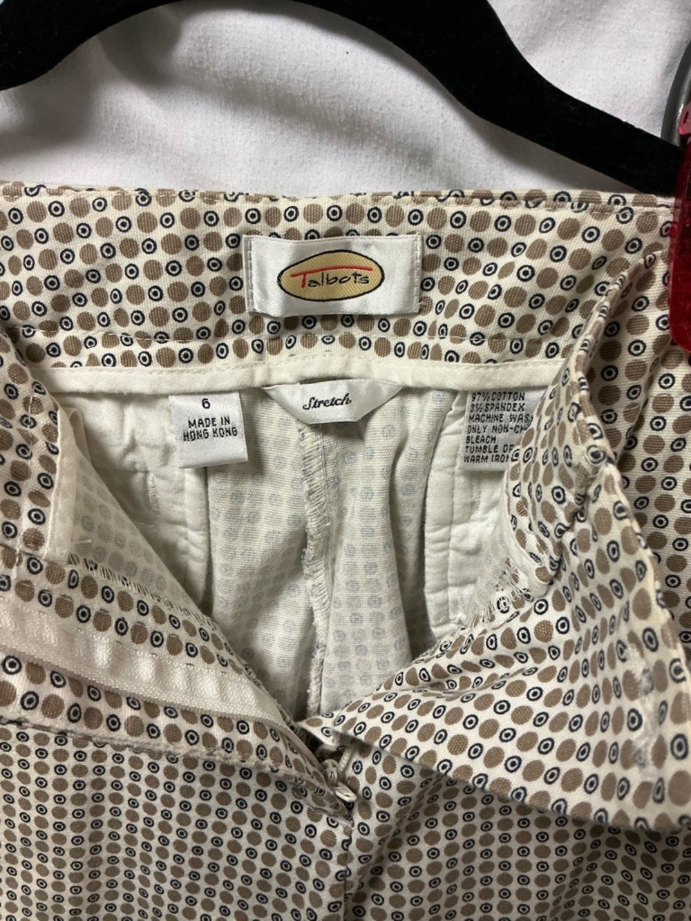 Talbots Beige and Brown Polka Dot Stretch Trousers